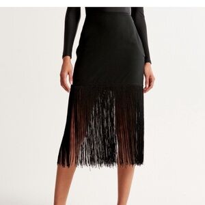Abercrombie & Fitch Black Fringe Mini Skirt